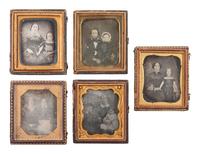 [EARLY PHOTOGRAPHY]. 19 sixth plate daguerreotypes of parents with children.