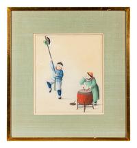 A Group of Six Chinese Export Pith Paintings
