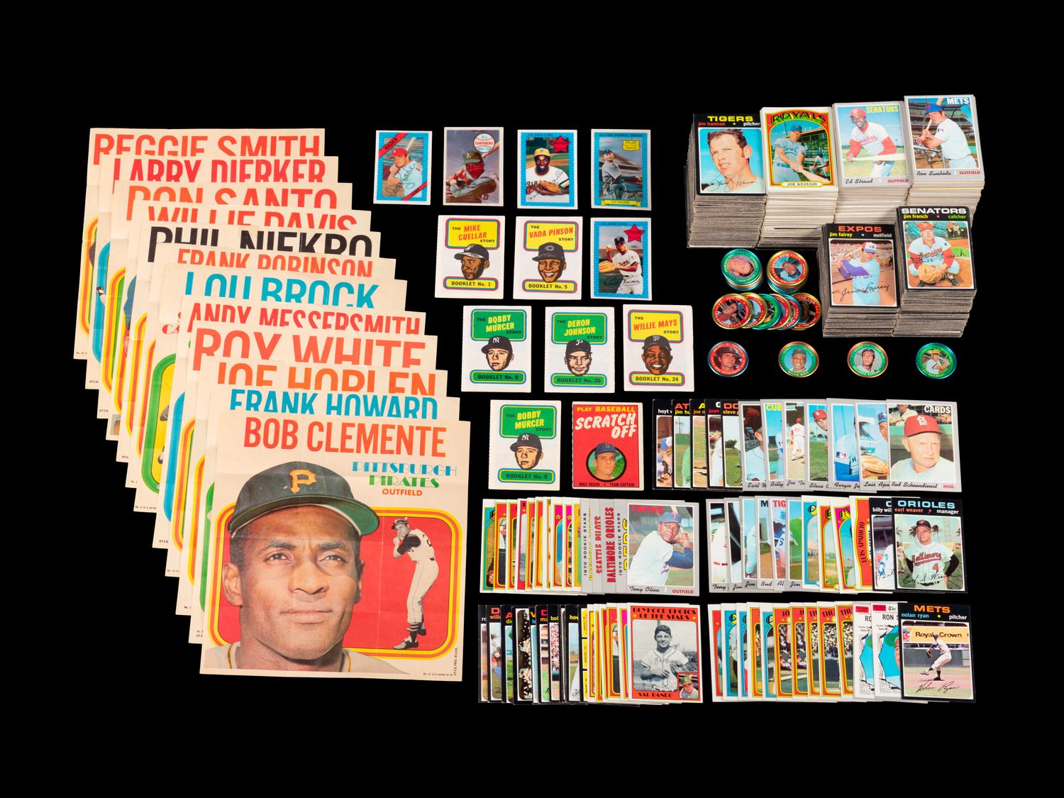 A Group of Over 1,000 Early 1970s Topps Baseball Cards, Coins and Posters Including Multiple Hall of Famers and Stars,