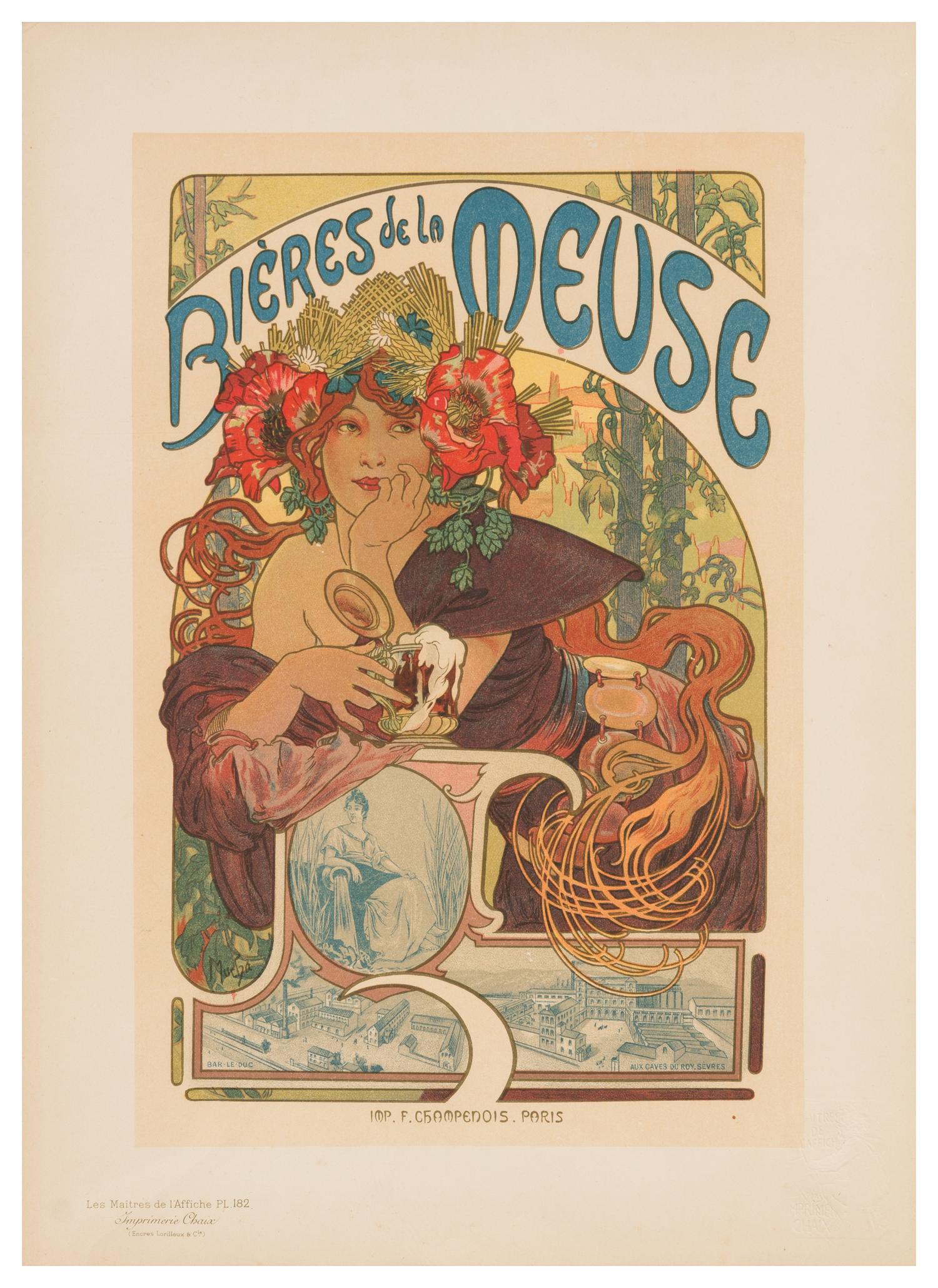 Alphonse Mucha, (Czech, 1860-1939), Bieres de la Muse (pl. 182 from Maitres de l'Affiche), 1899