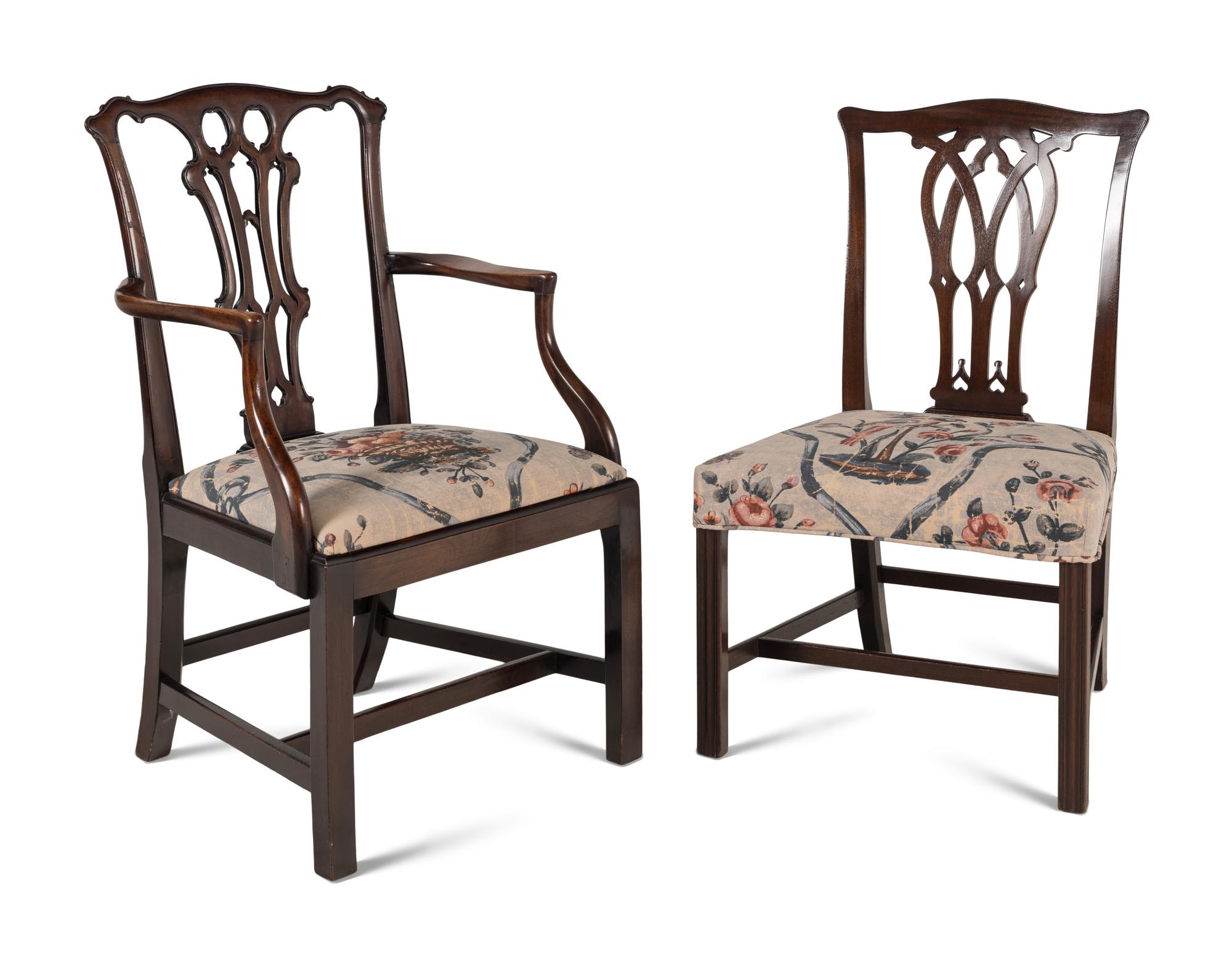 An Assembled Set of Ten George III Style Mahogany Dining Chairs