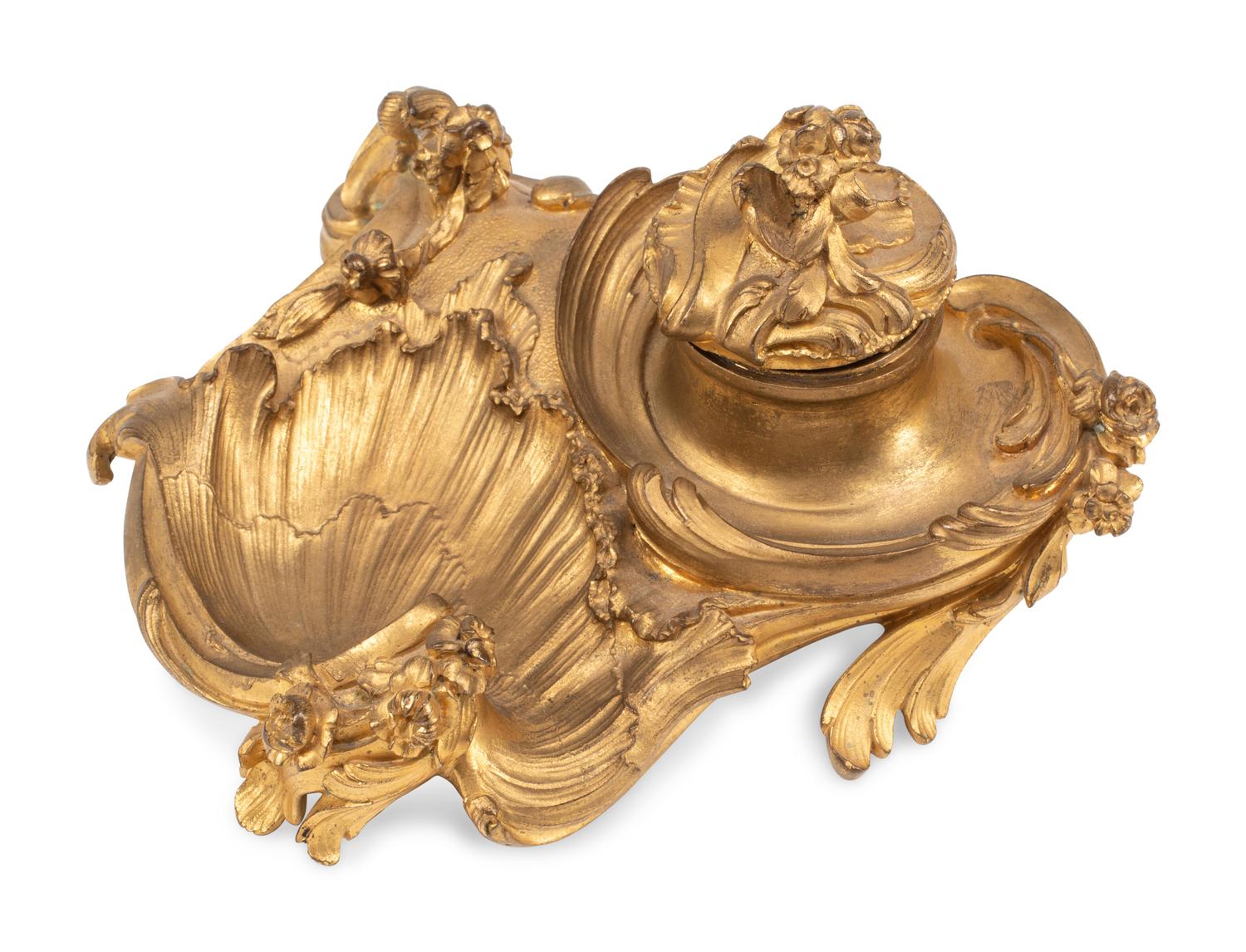 A Paul Sormani Gilt Bronze Inkwell