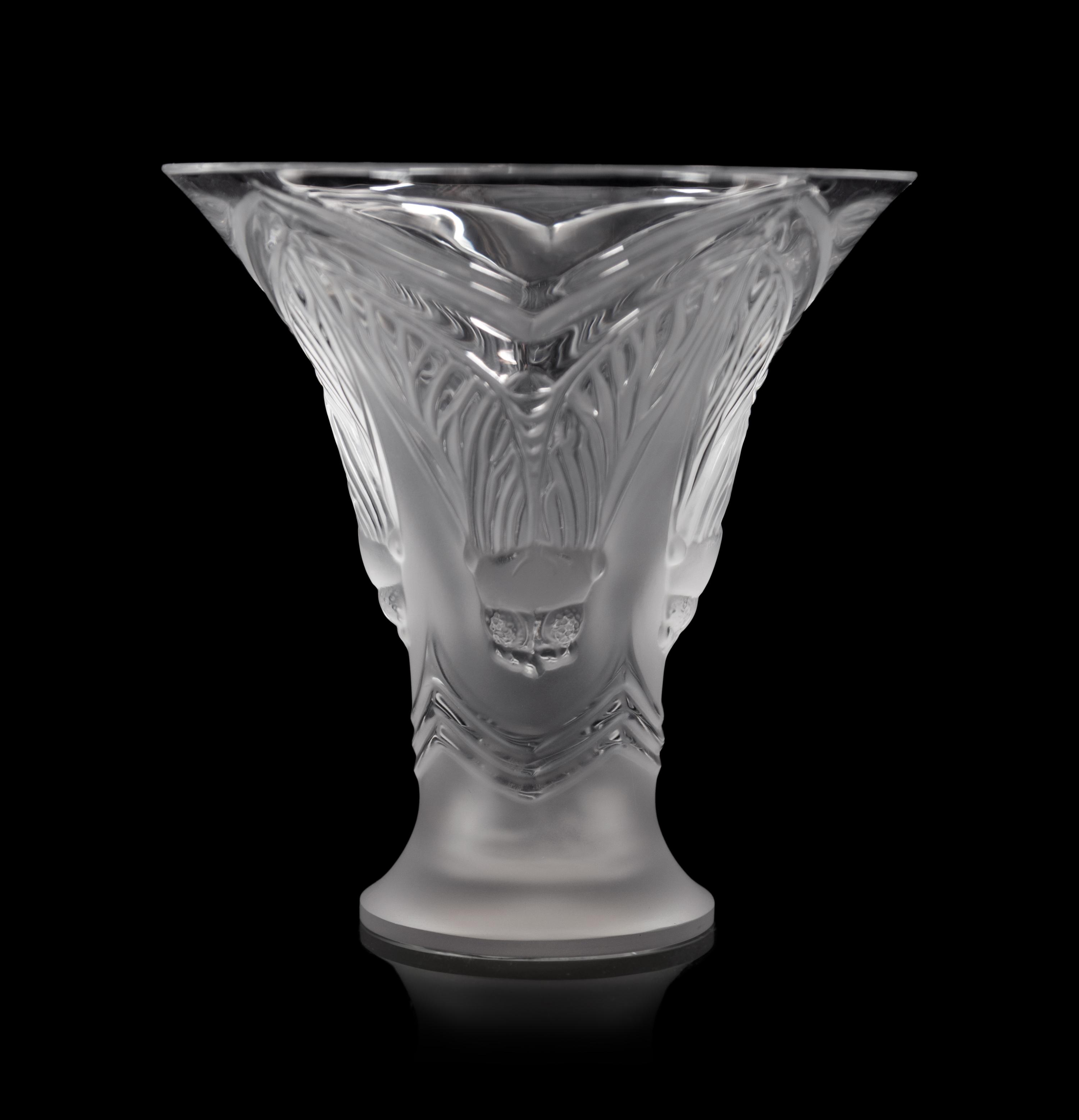 A Lalique Cigales Bud Vase