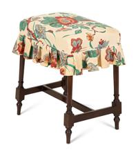 An English Turned Mahogany Stool with Chintz Upholstered Seat