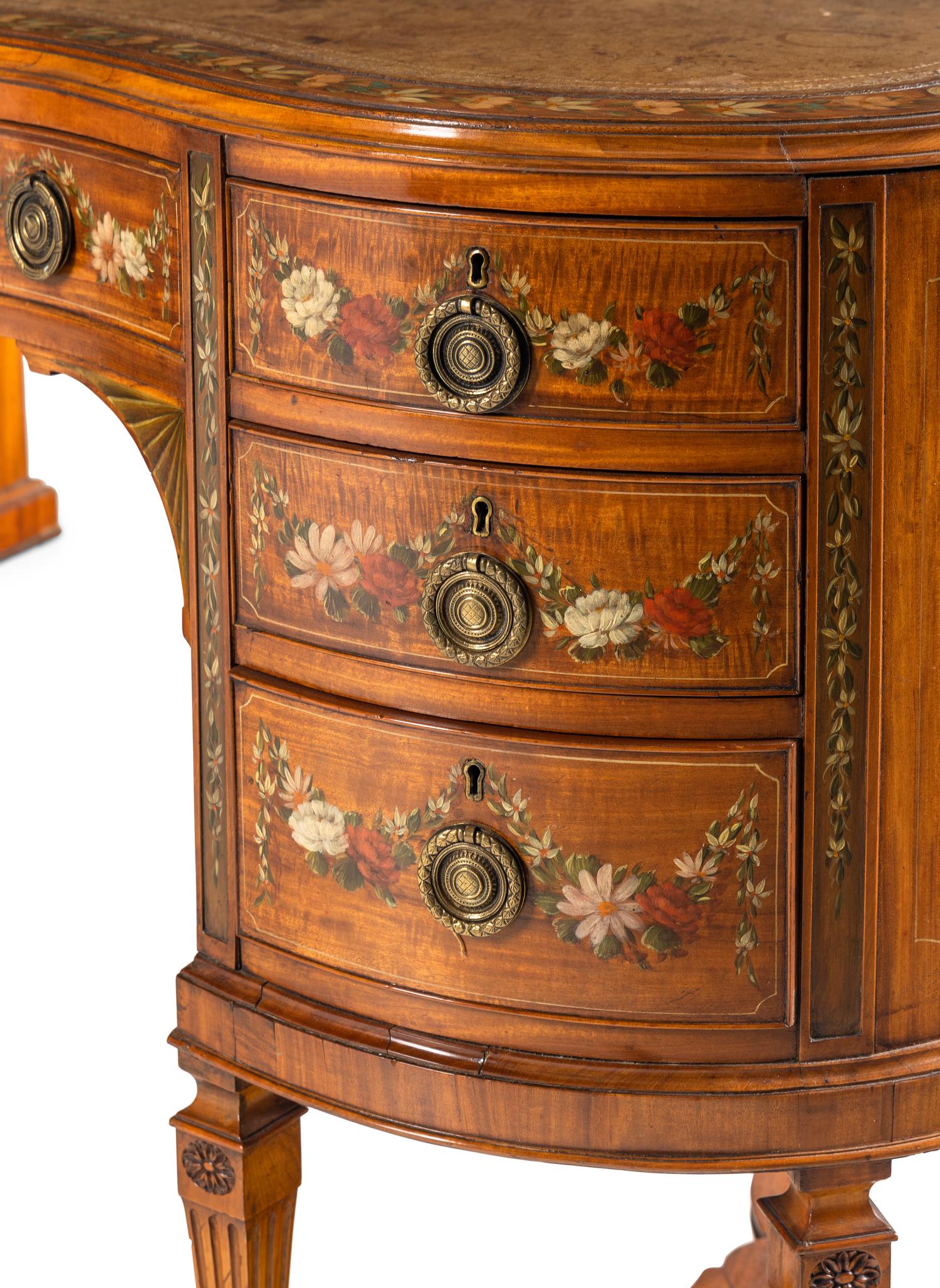 An Edwardian Painted Satinwood Desk