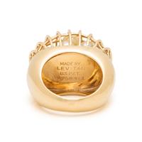 LEVITAN, YELLOW GOLD AND CULTURED PEARL CAGE RING