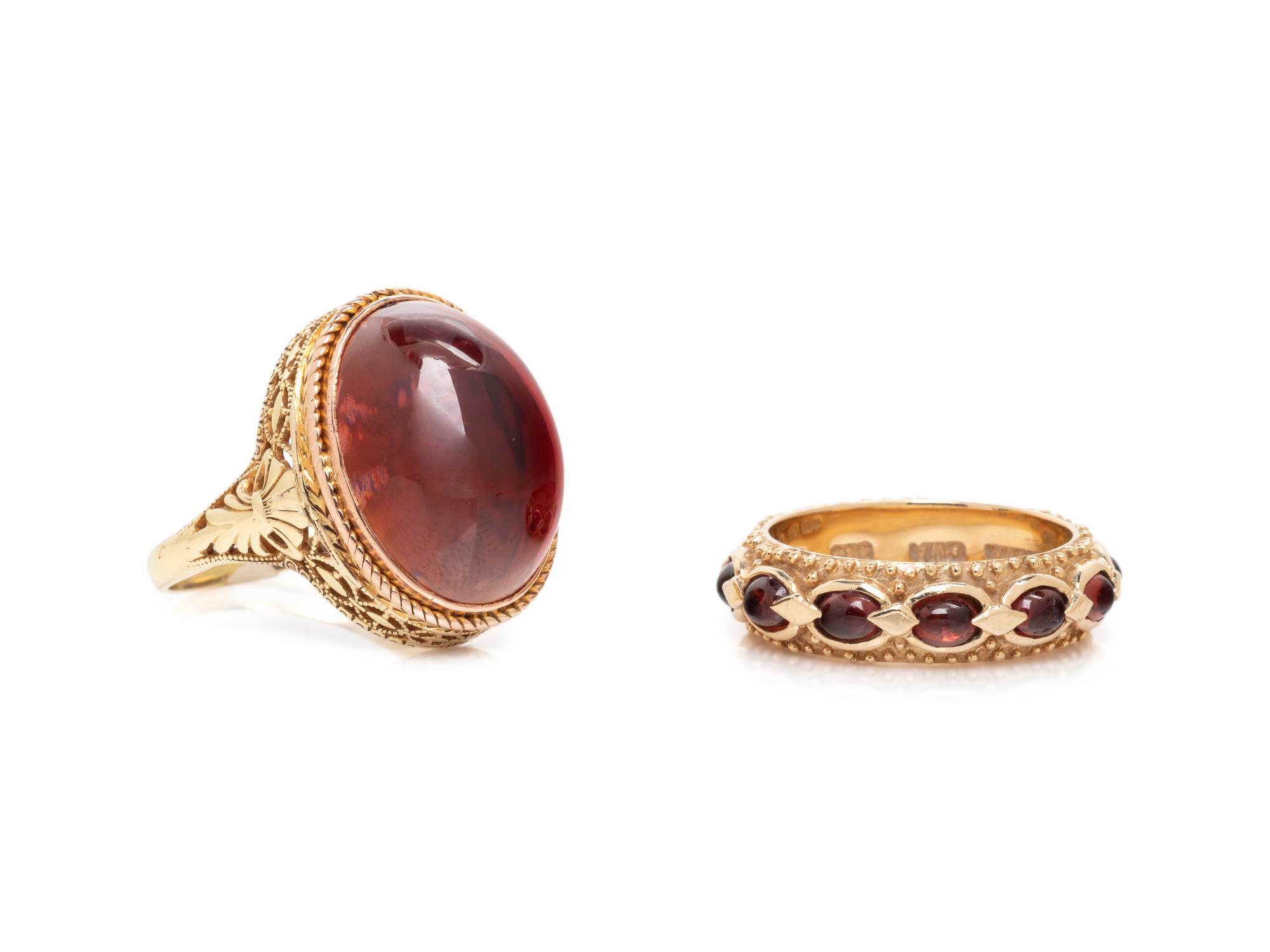 COLLECTION OF GARNET RINGS