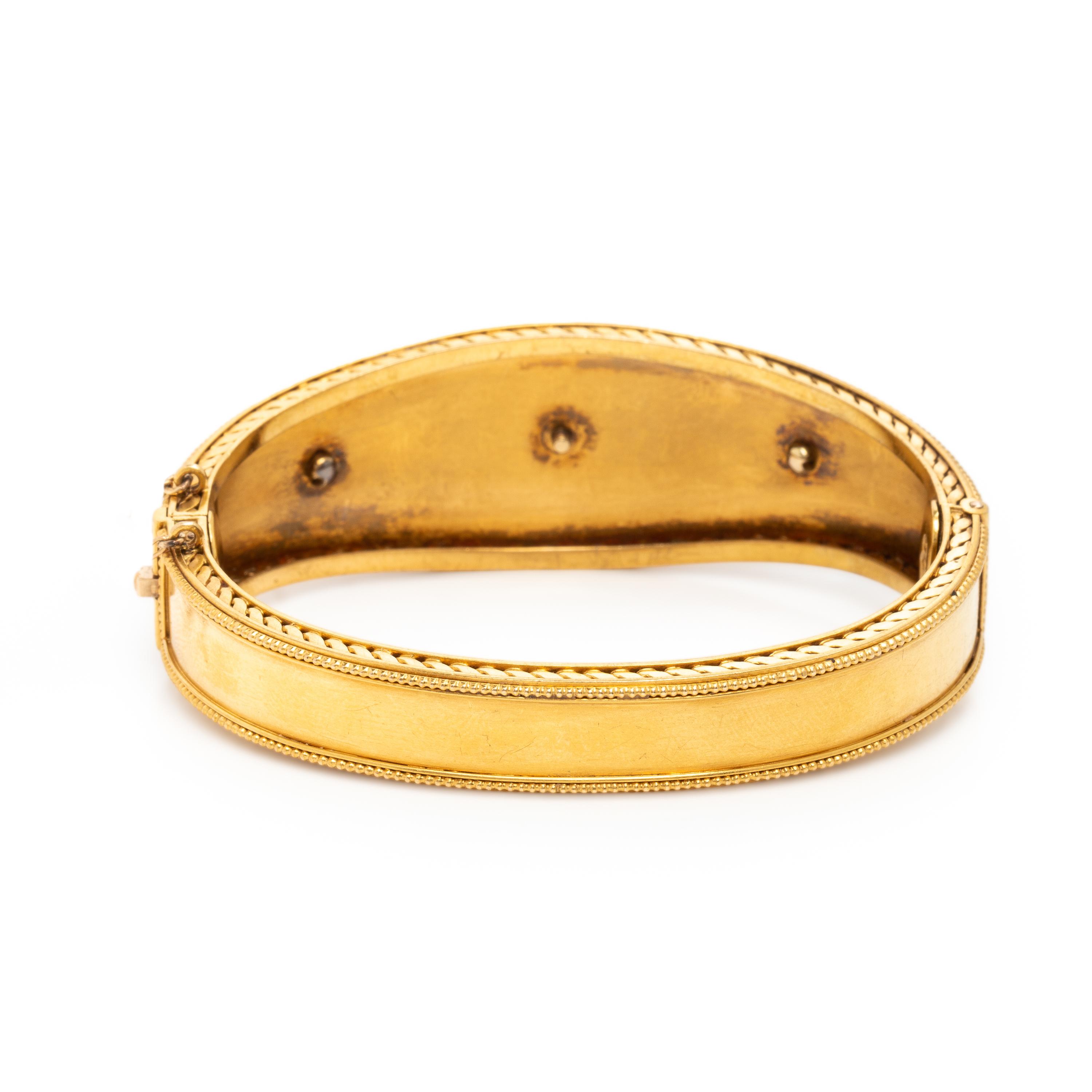 Carlo Giuliano, Etruscan Revival, Yellow Gold and Amethyst Bangle Bracelet