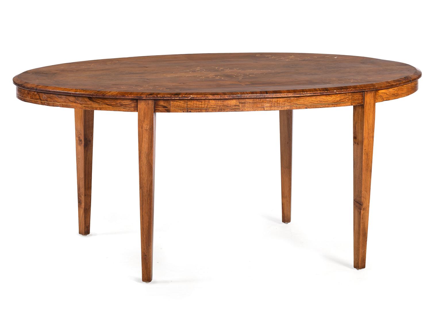 A Continental Inlaid Walnut Center Table