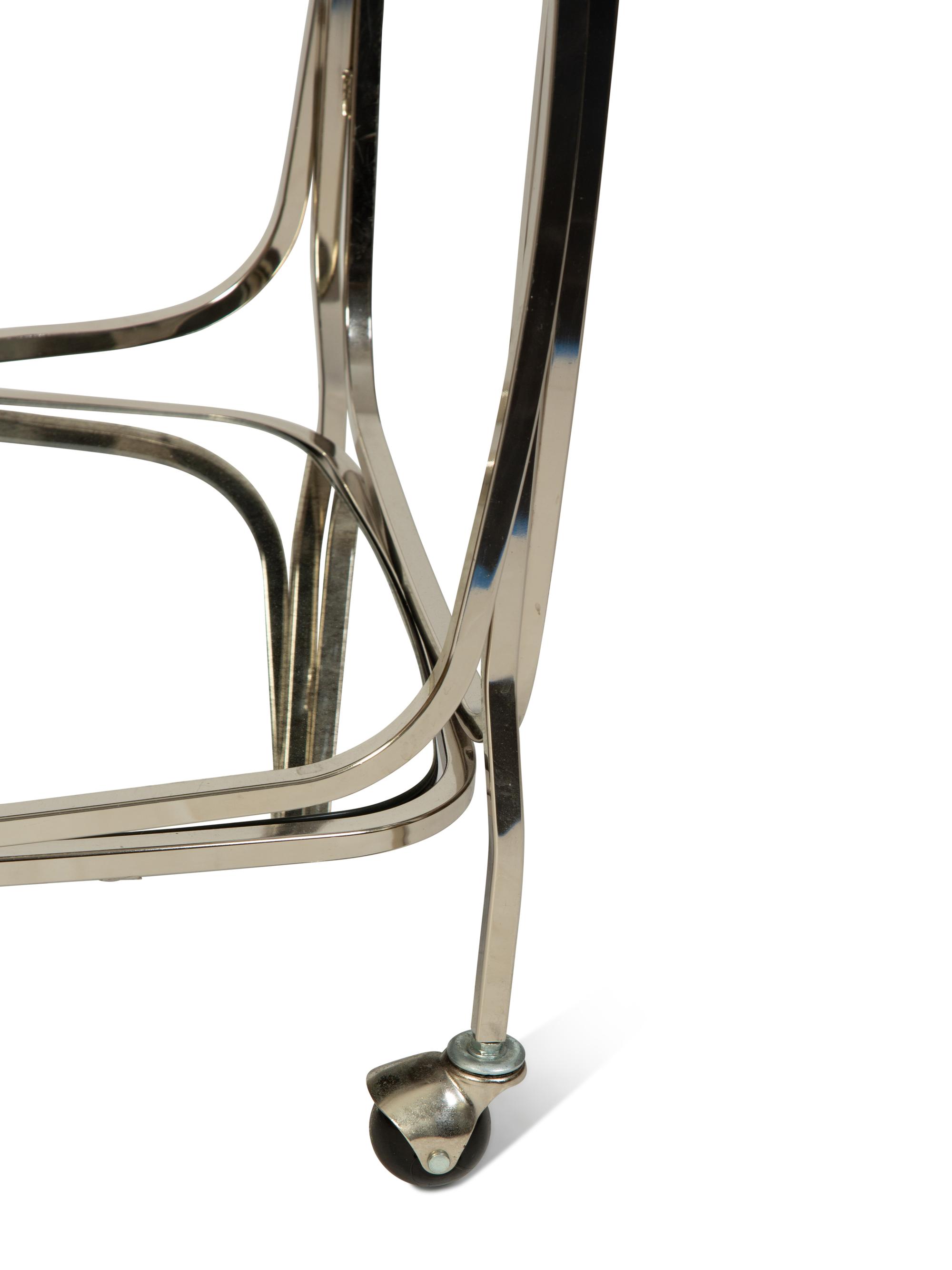 An Art Deco Style Chrome and Silvered Mirror Bar Cart — 20TH CENTURY