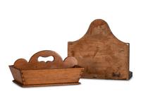 A Carved and Painted Hanging Candle Box and a Spoon Box