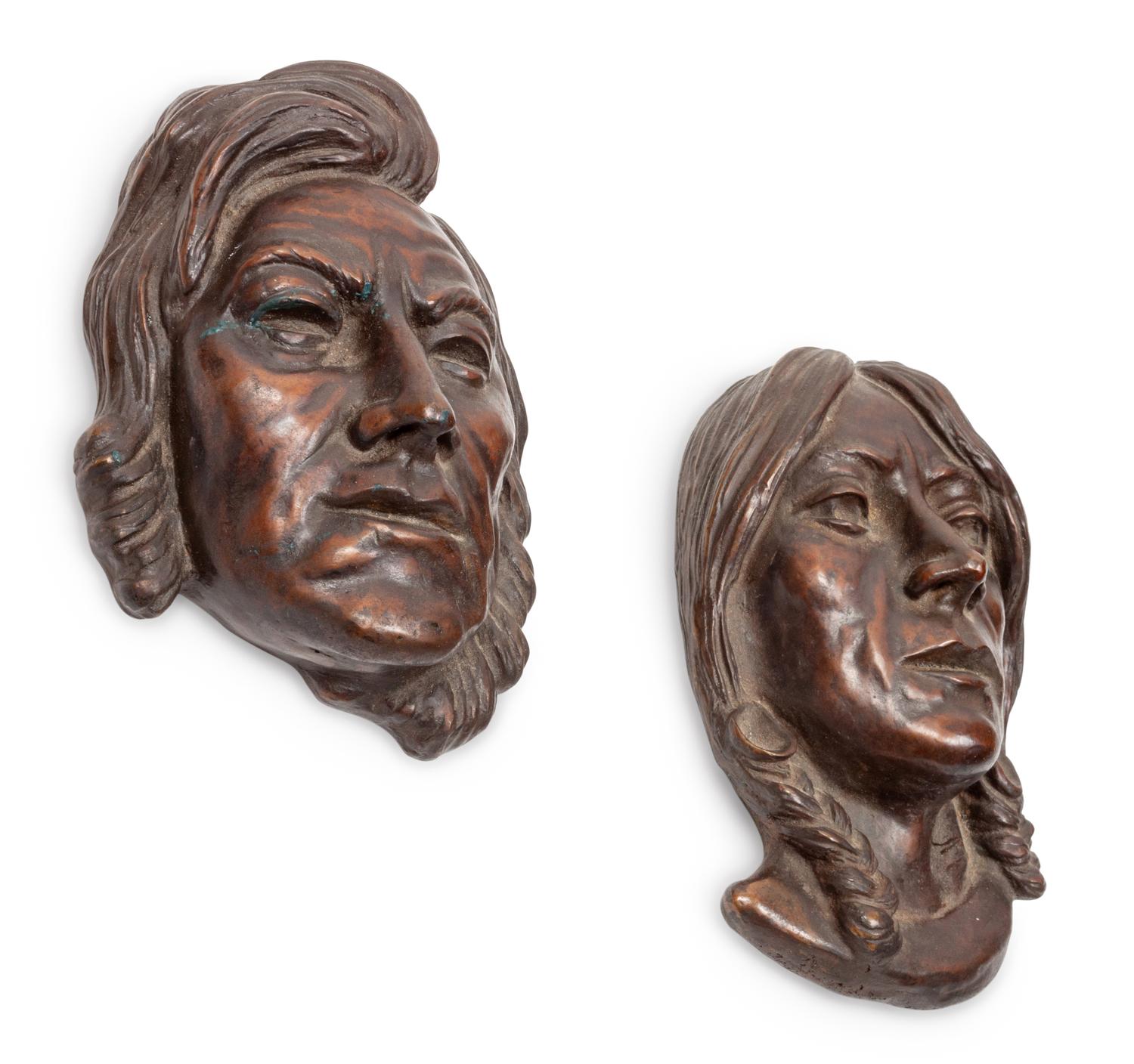 Two Recast Bronze Masks, edition 7/50