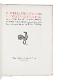 [GOLDEN COCKEREL PRESS]. SWIFT, Jonathan (1667-1745). Miscellaneous Poems . Waltham Saint Lawrence, Berkshire: Golden Cockerel Press, 1928.