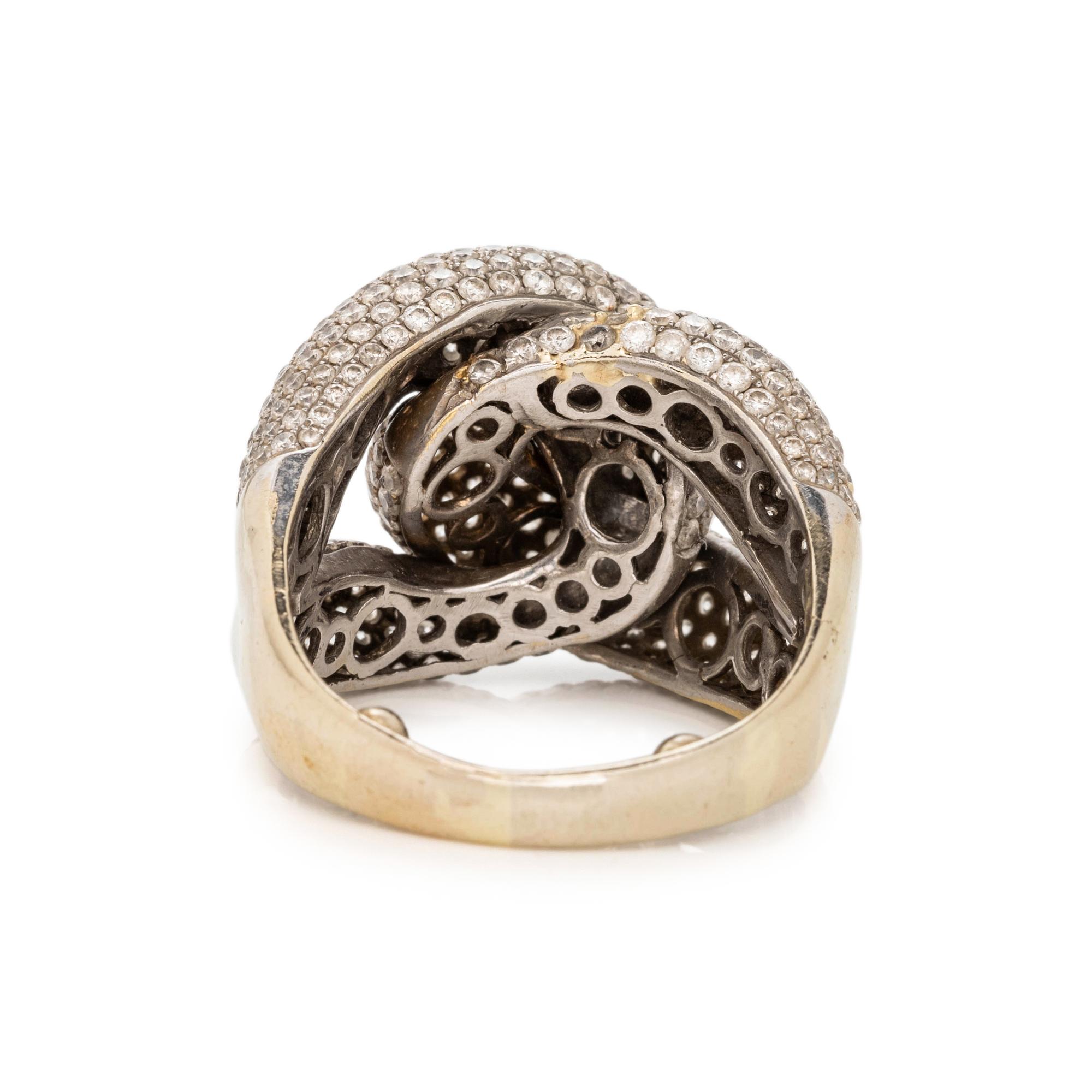 BICOLOR GOLD AND PAVE DIAMOND KNOT RING