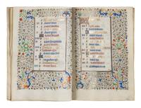 CIRCLE OF THE MASTER OF JEAN ROLIN II (active Paris, c. 1445–1465) A single quire of twelve leaves from a Book of Hours, calendar, in French, illuminated manuscript on parchment [France, Paris, c. 1450]