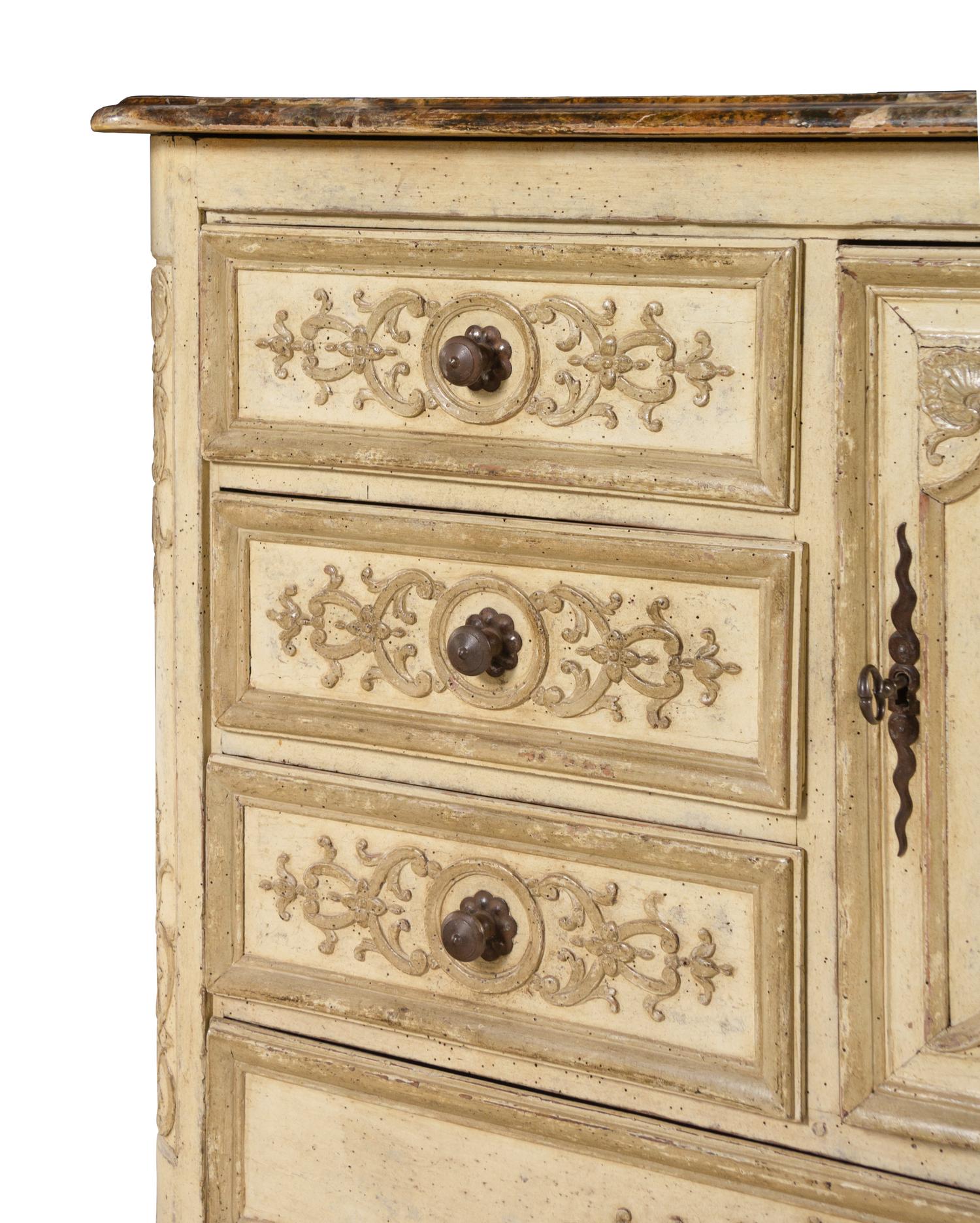 An Italian Painted Faux Marble-Top Cabinet