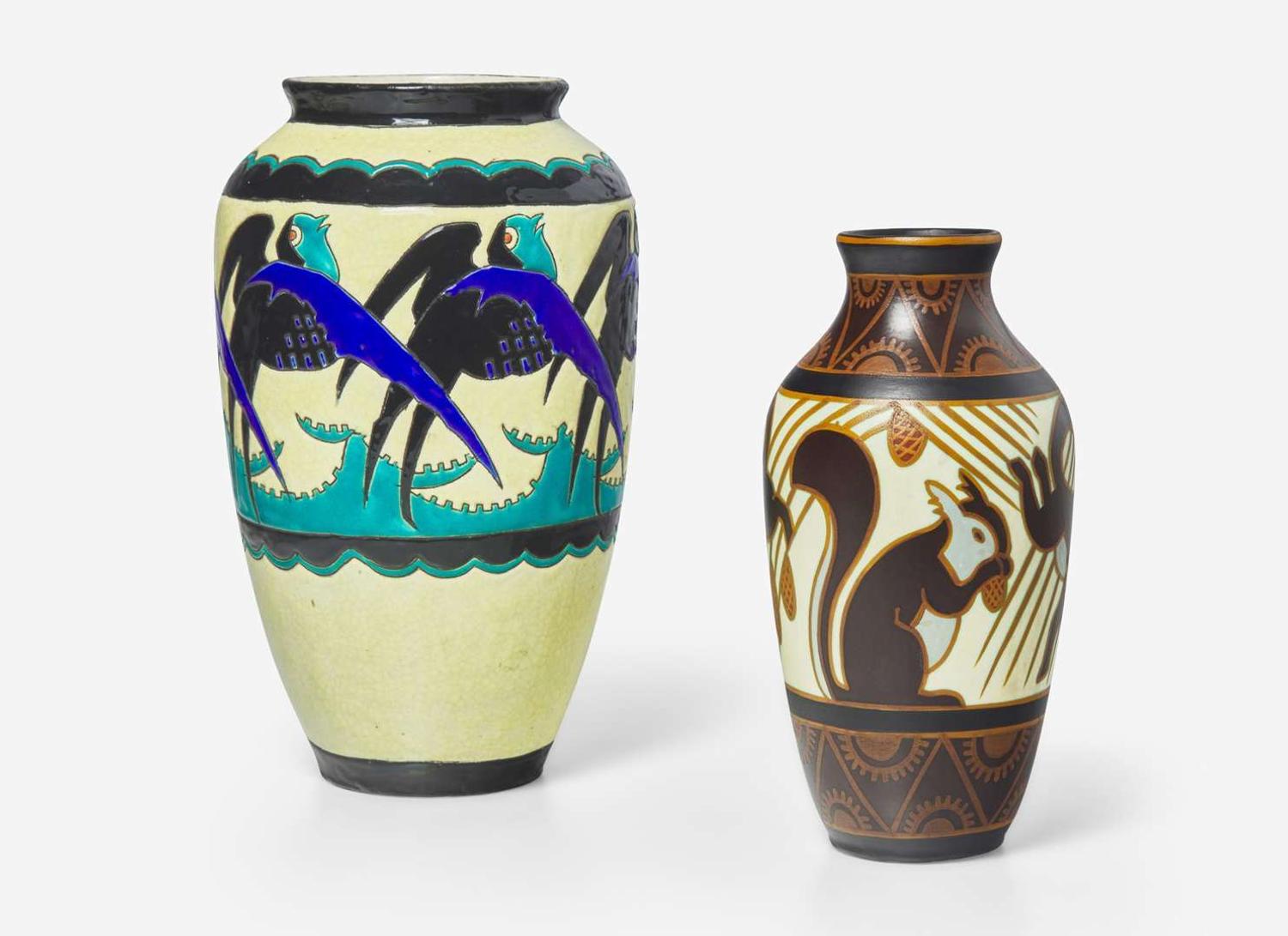 Charles Catteau for Boch Frères, Two Keramis Vases