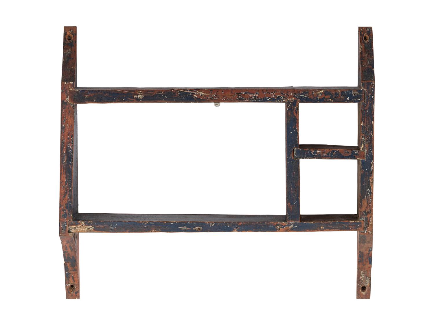 Two Country Blue-Paint Decorated Hanging Shelves