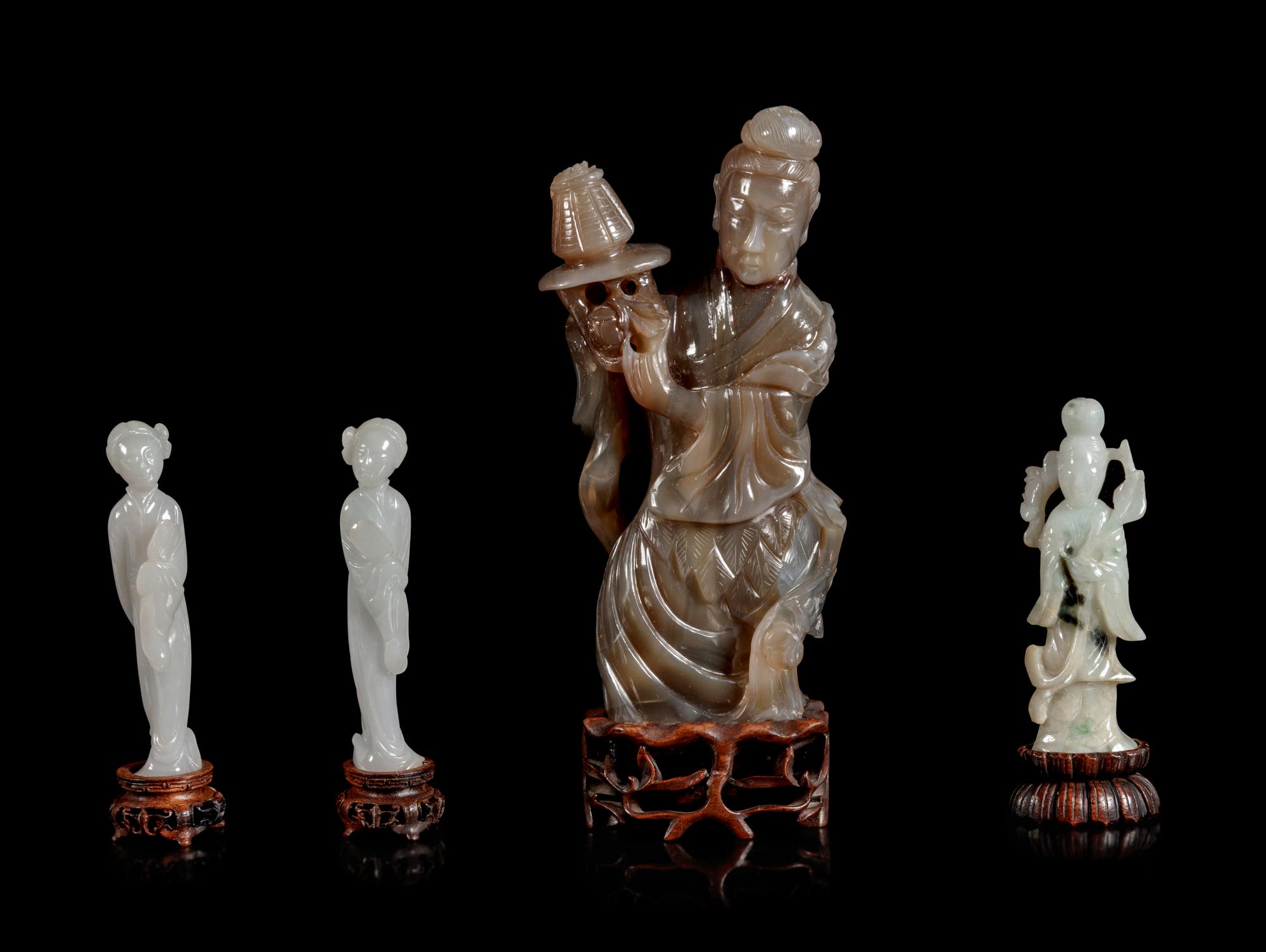Four Chinese Hardstone Figures of Ladies