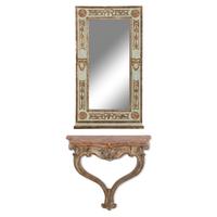 An Italian Grey-Painted Marble-Top Console Table and Associated Mirror