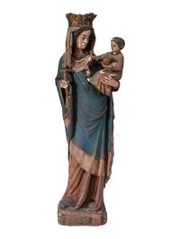 A Continental Paint Decorated Chalkware Santos Figure of the Madonna and Child