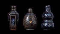 RELEASED TO MUSEUM - Three Chinese Lac Burgauté Snuff Bottles