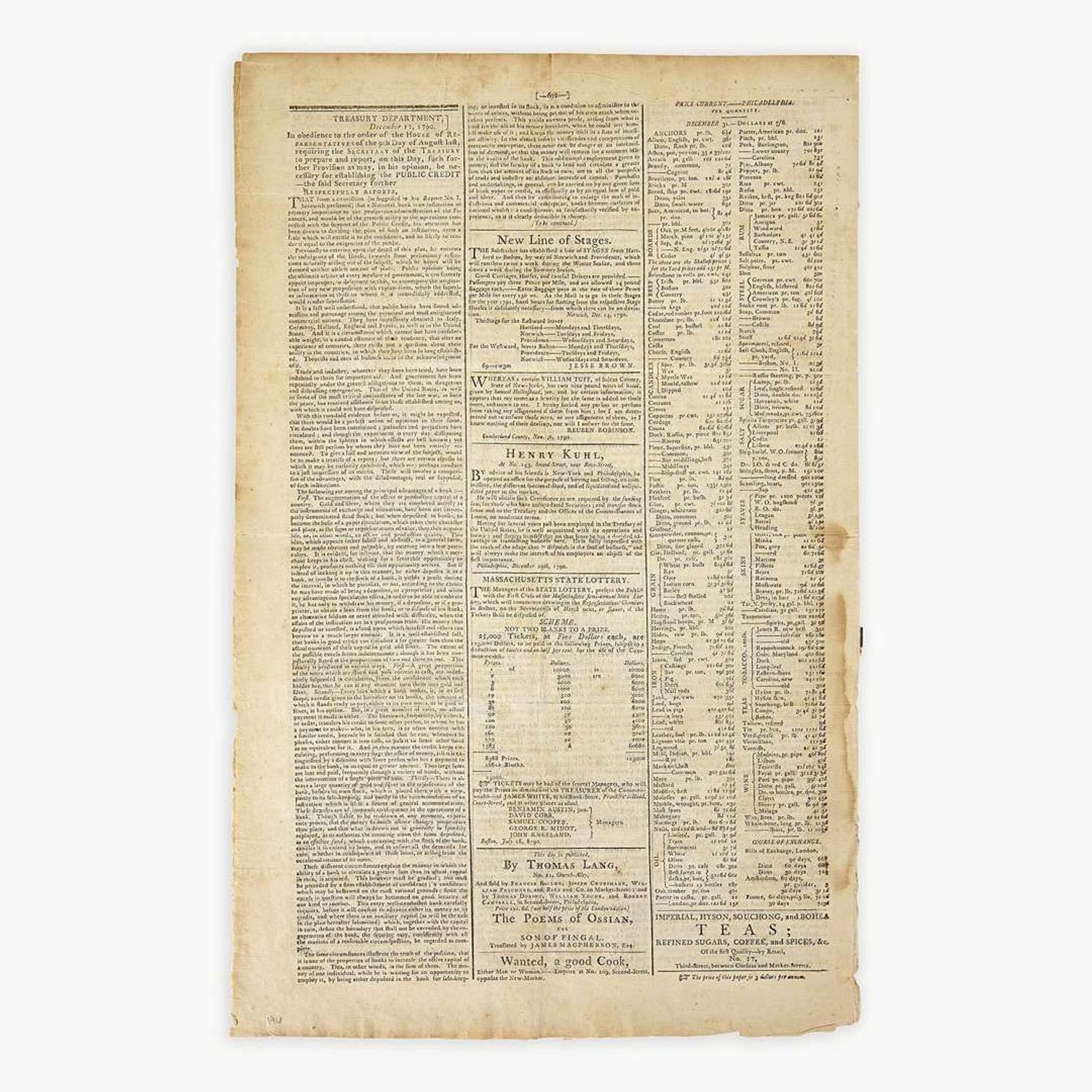 [Hamilton, Alexander] [Public Credit, etc.] Group of 3 Issues of the Gazette of the United States