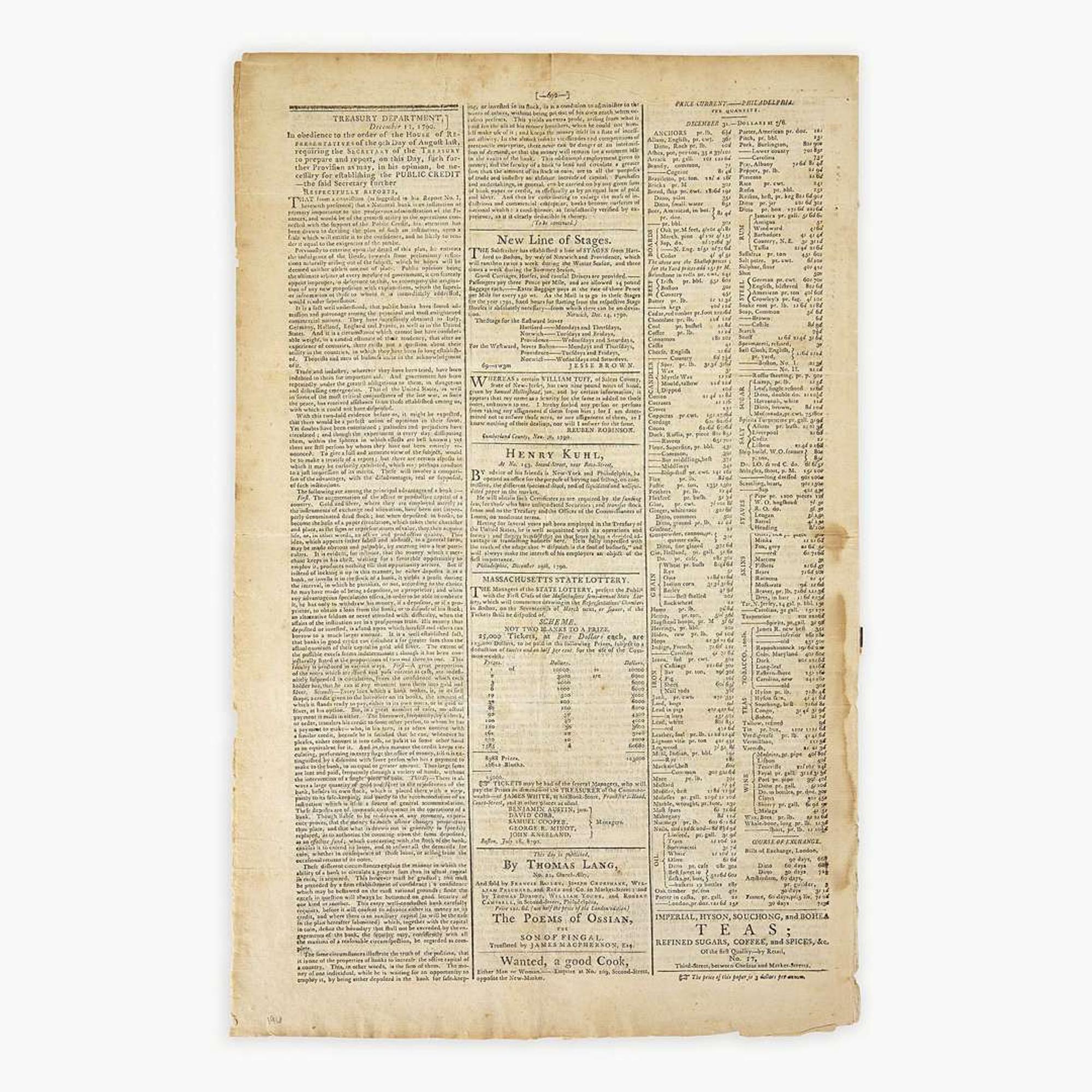 [Hamilton, Alexander] [Public Credit, etc.] Group of 3 Issues of the Gazette of the United States