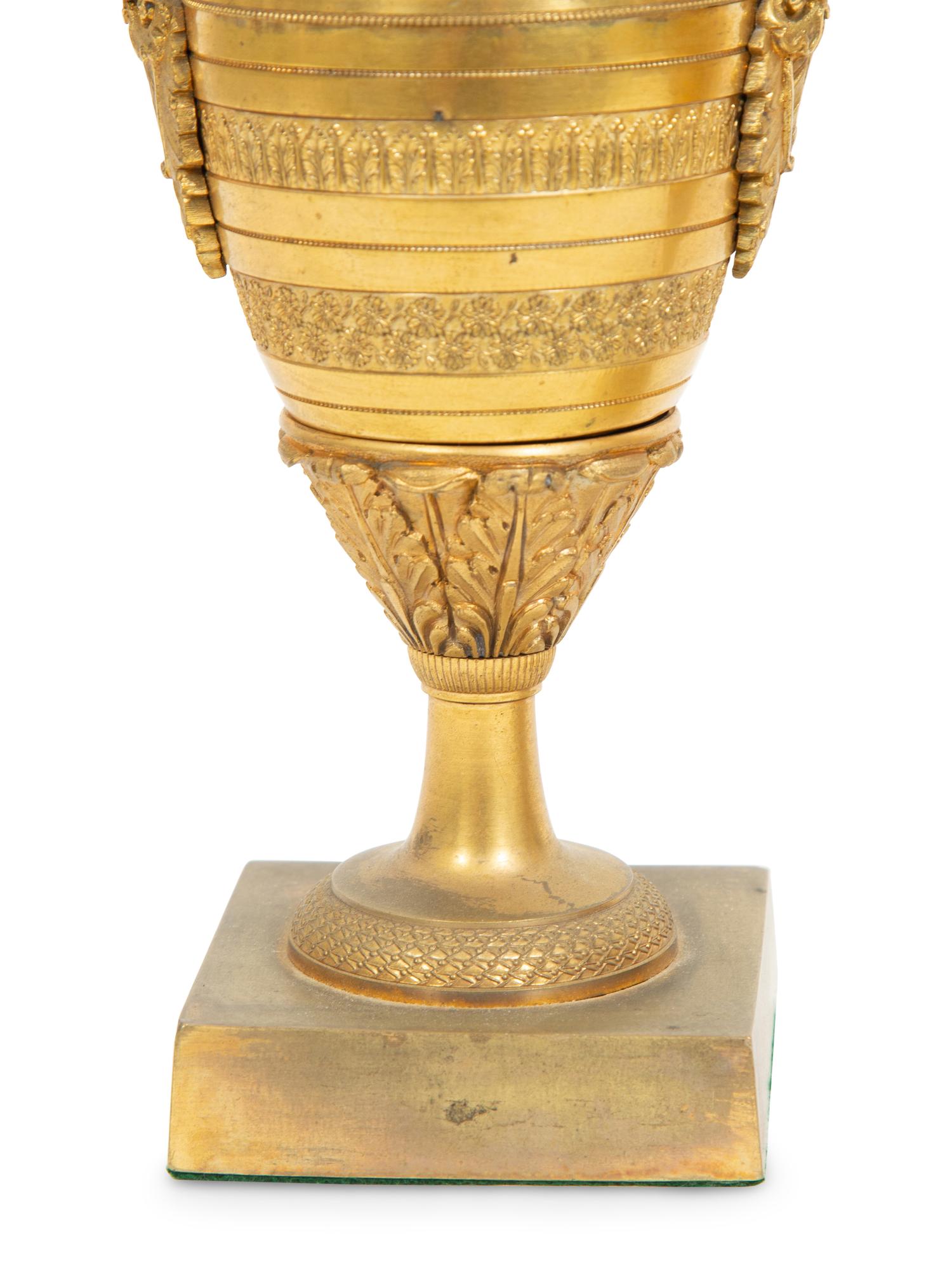 A Pair of Empire Style Gilt Bronze Urns