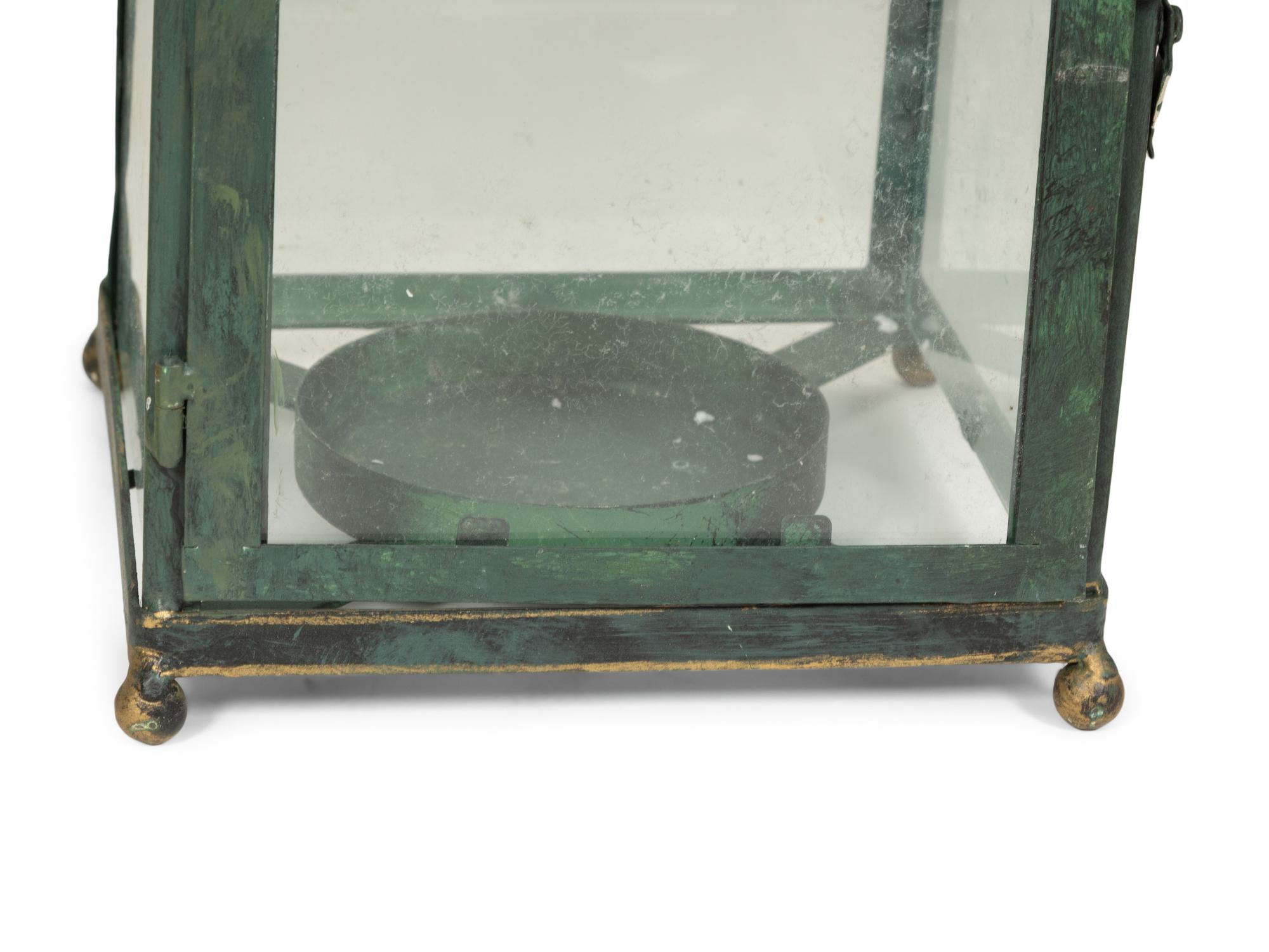 Two Pairs of Painted Steel Lanterns