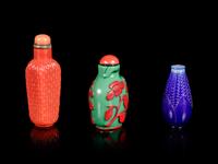 Three Chinese Peking Glass Snuff Bottles