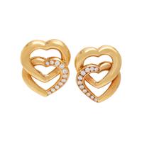 YELLOW GOLD AND DIAMOND HEART EARCLIPS