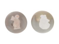 A Clichy Madonna and Child Sulfide and Glass Paperweight and a Boy and Girl Sulfide and Glass Paperweight