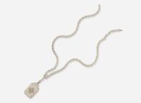 An Art Deco Camphor Glass Necklace and Diamond Bracelet