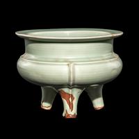 A Chinese Longquan Celadon Glazed Tripod Censer
