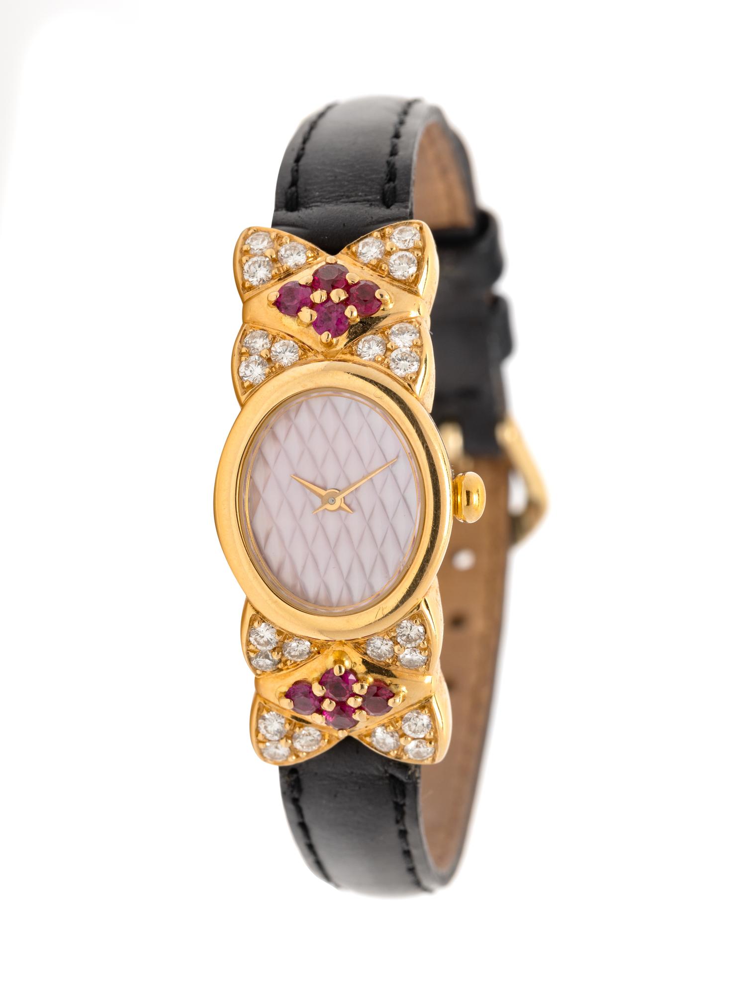 MAUBOUSSIN, 18K YELLOW GOLD, DIAMOND AND RUBY 'HARLEQUIN' WATCH