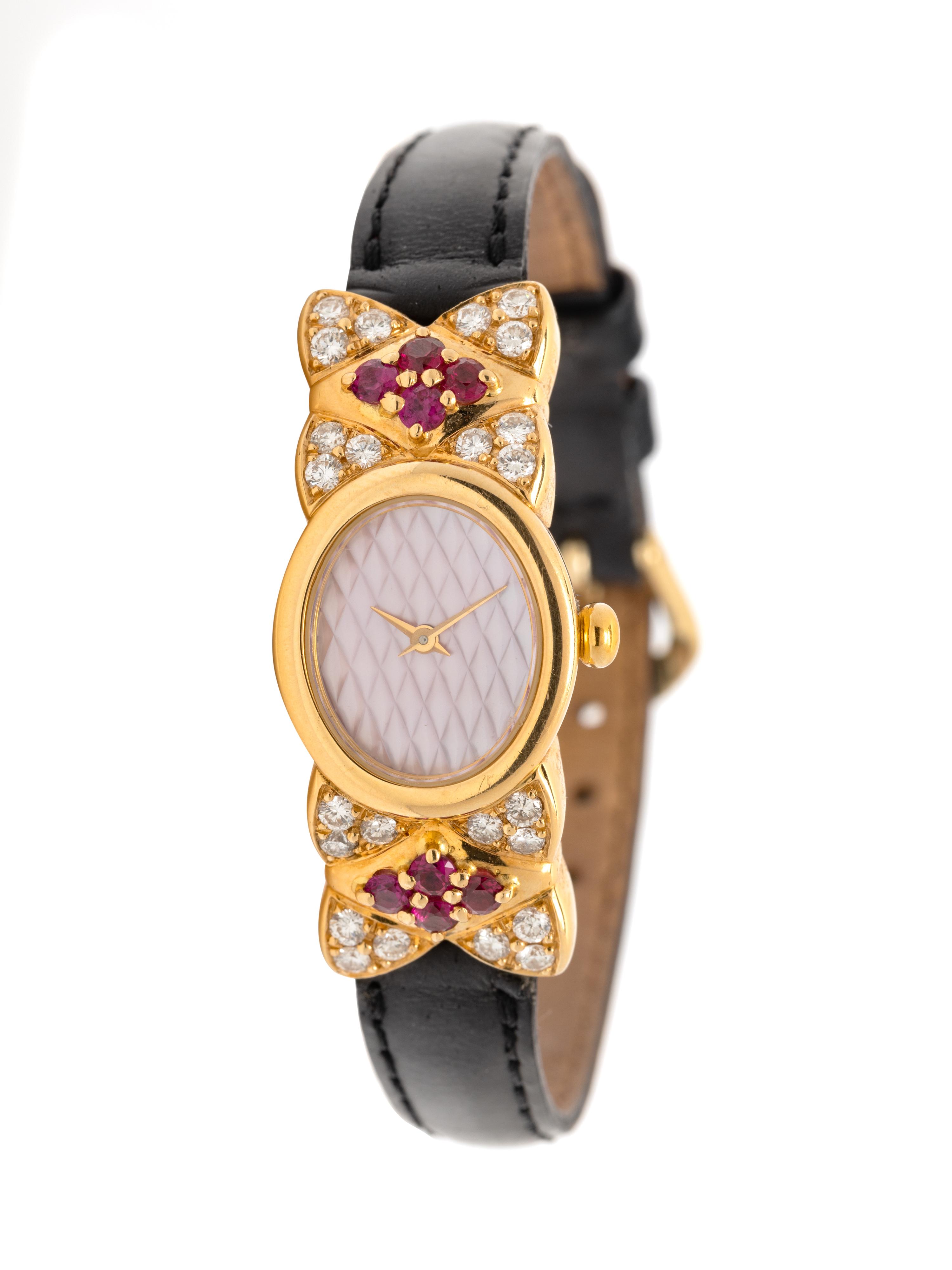 MAUBOUSSIN, 18K YELLOW GOLD, DIAMOND AND RUBY 'HARLEQUIN' WATCH