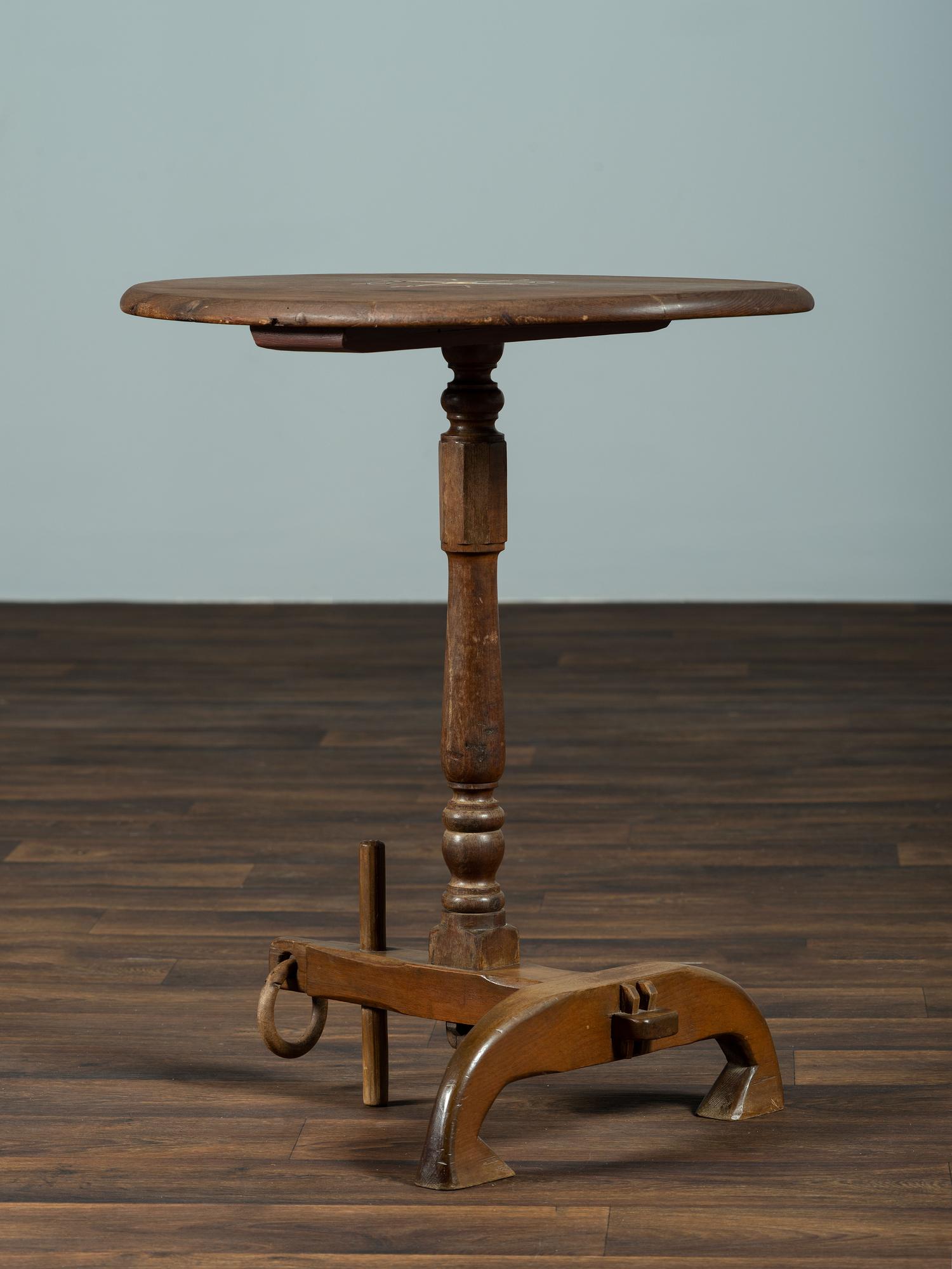 A Pine and Maple Nautical Candlestand