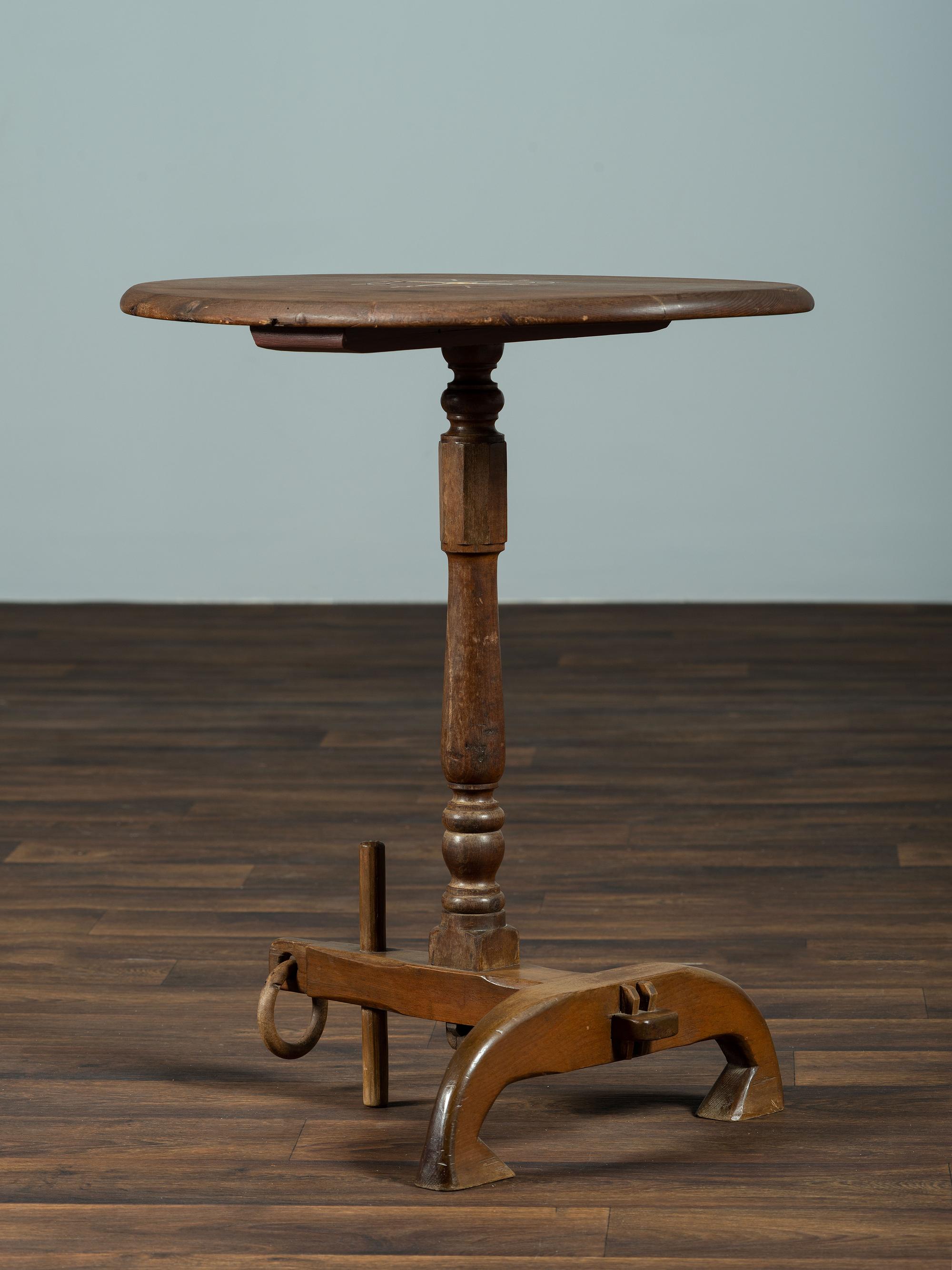 A Pine and Maple Nautical Candlestand