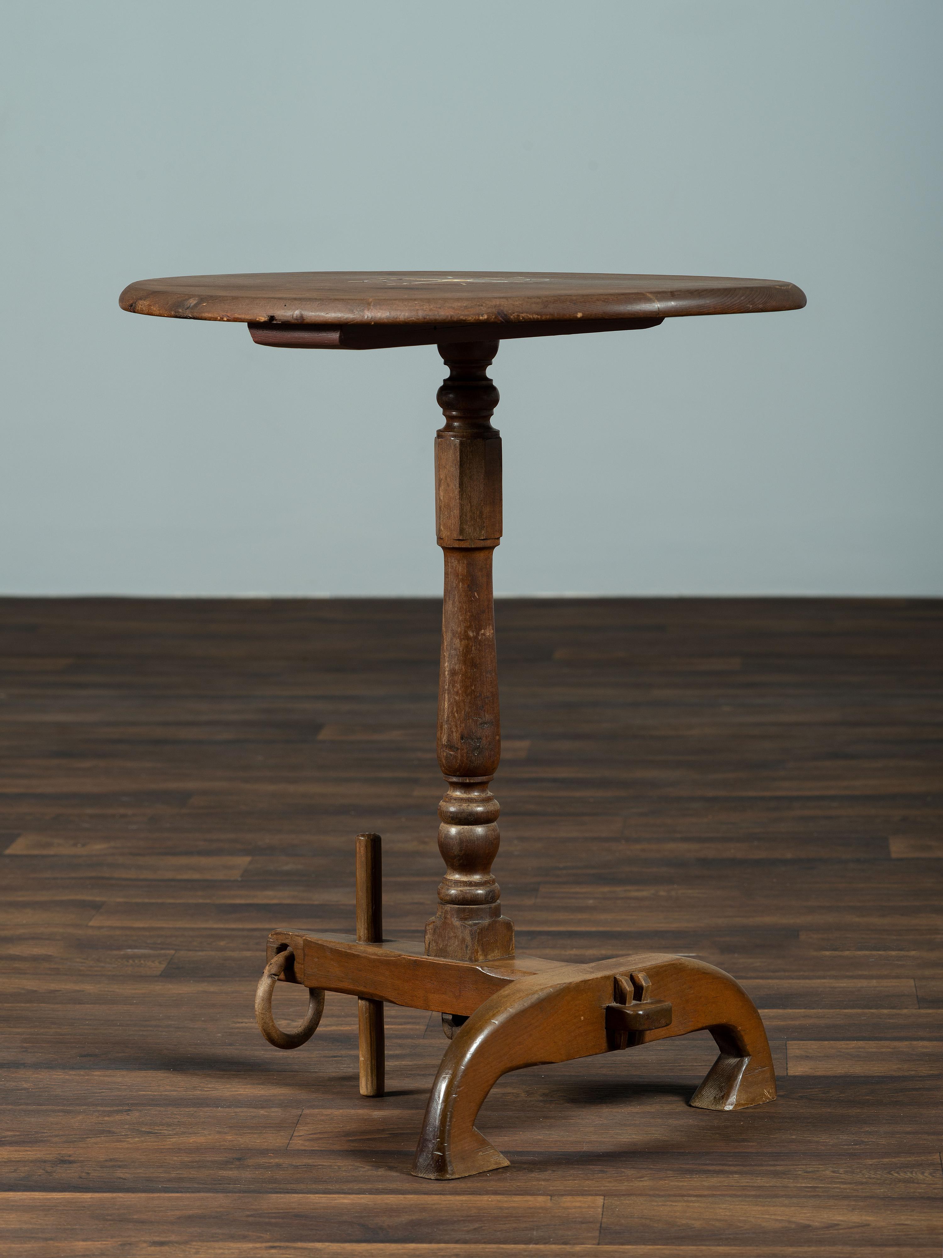 A Pine and Maple Nautical Candlestand