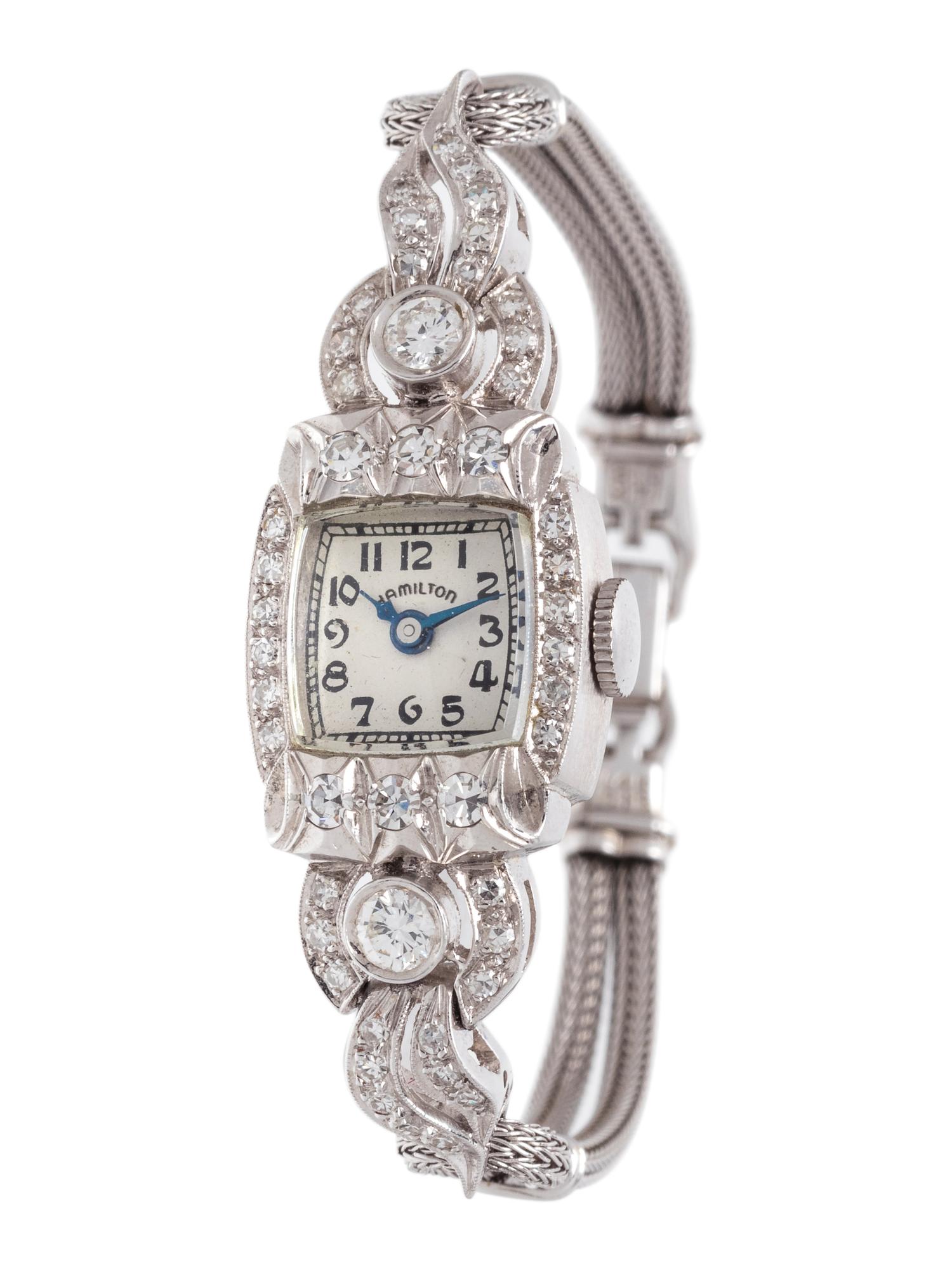HAMILTON, PLATINUM, 14K WHITE GOLD AND DIAMOND WRISTWATCH