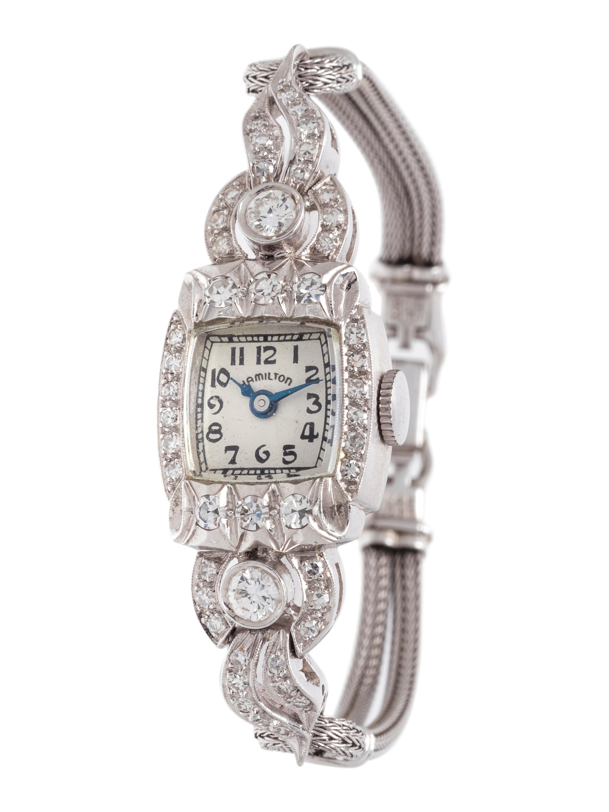 HAMILTON, PLATINUM, 14K WHITE GOLD AND DIAMOND WRISTWATCH
