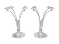 A Pair of English Silver Four-Light Candelabra