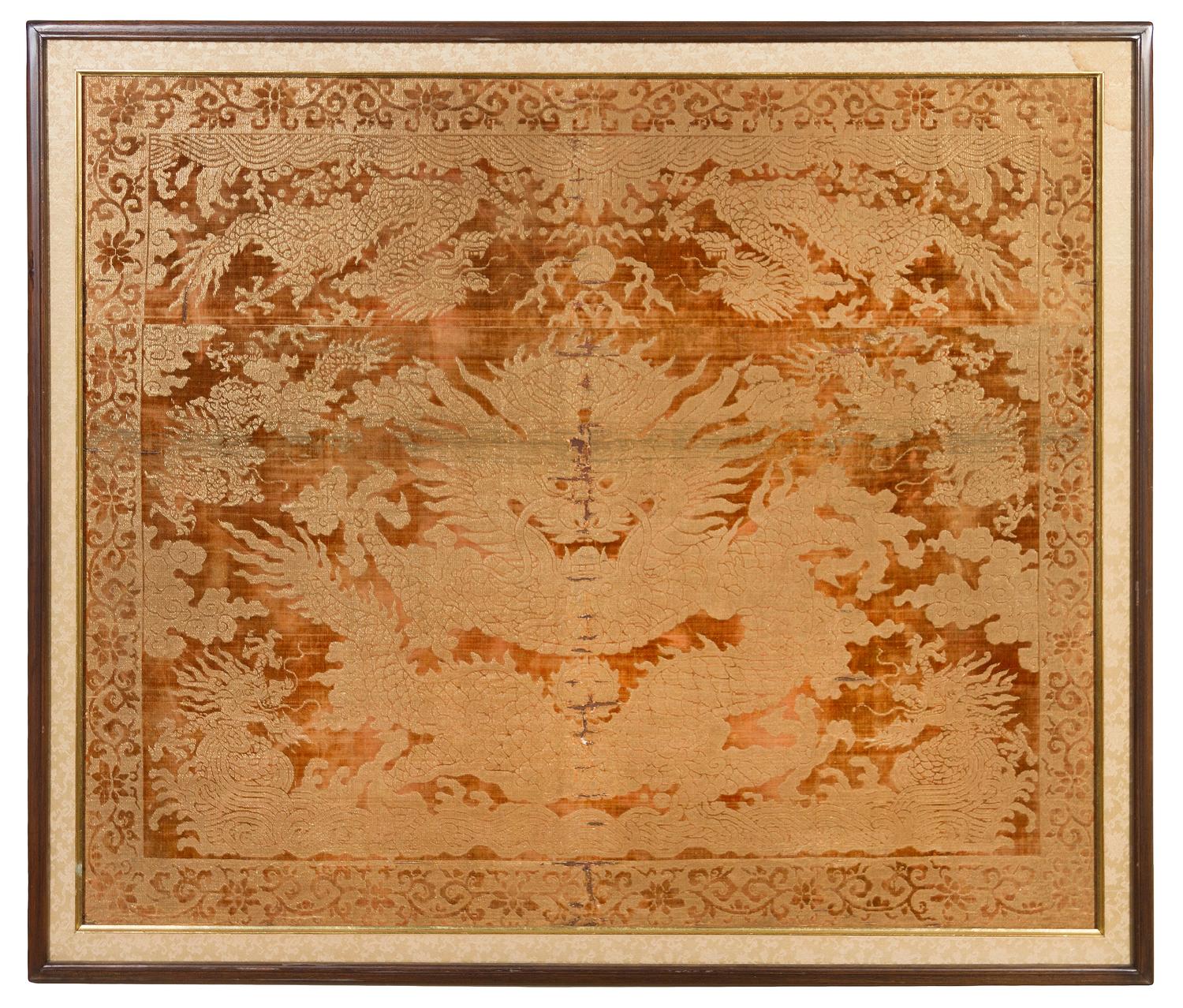A Chinese Cut Velvet Kang Cover 18TH CENTURY 31 1/4 x 37 1/2 inches. — 18TH CENTURY