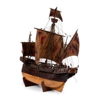 A Painted Wood and Canvas Model of a Three-Masted Ship