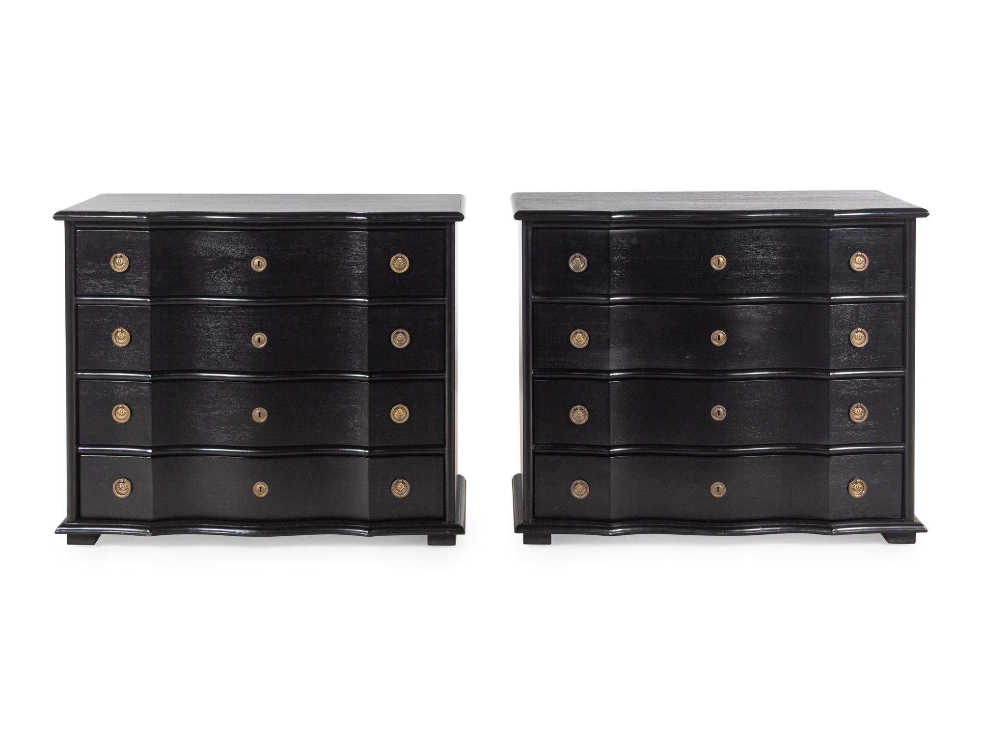 A Pair of Ebonized Chests of Drawers