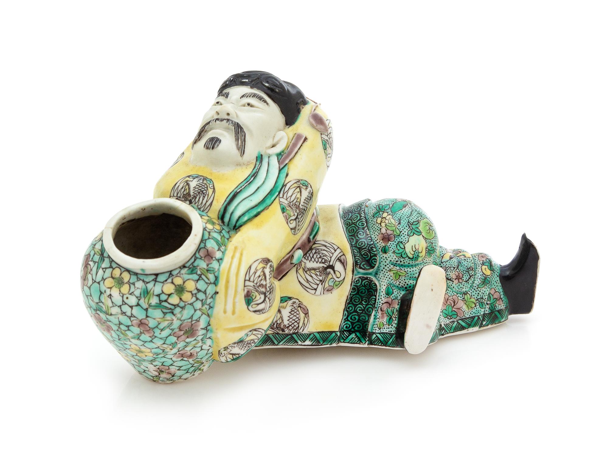 A Famille Verte Porcelain Figure of Li Bai Length 7 inches. — KANGXI PERIOD (1661-1722)