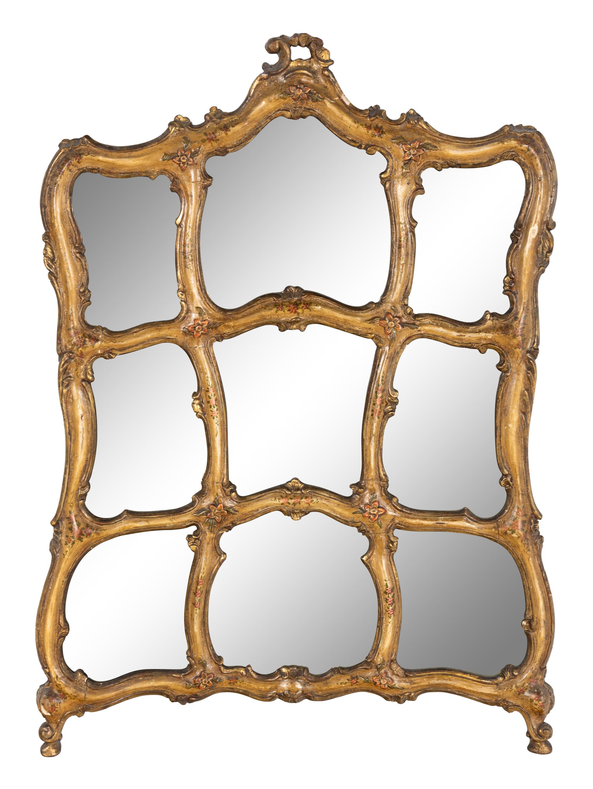 A Venetian Polychrome Painted Mirror