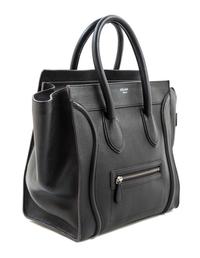 A Celine Black Leather Mirco Luggage Tote, 12" x 12" x 7"; Handle drop: 5".