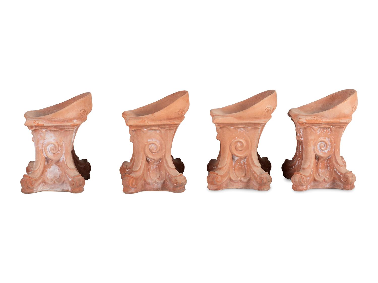 Four Terra Cotta Patio Stools